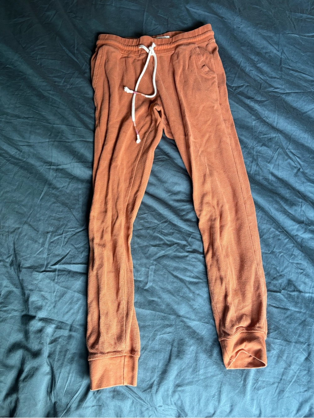 Pact Rust Orange Waffle-Knit Joggers
